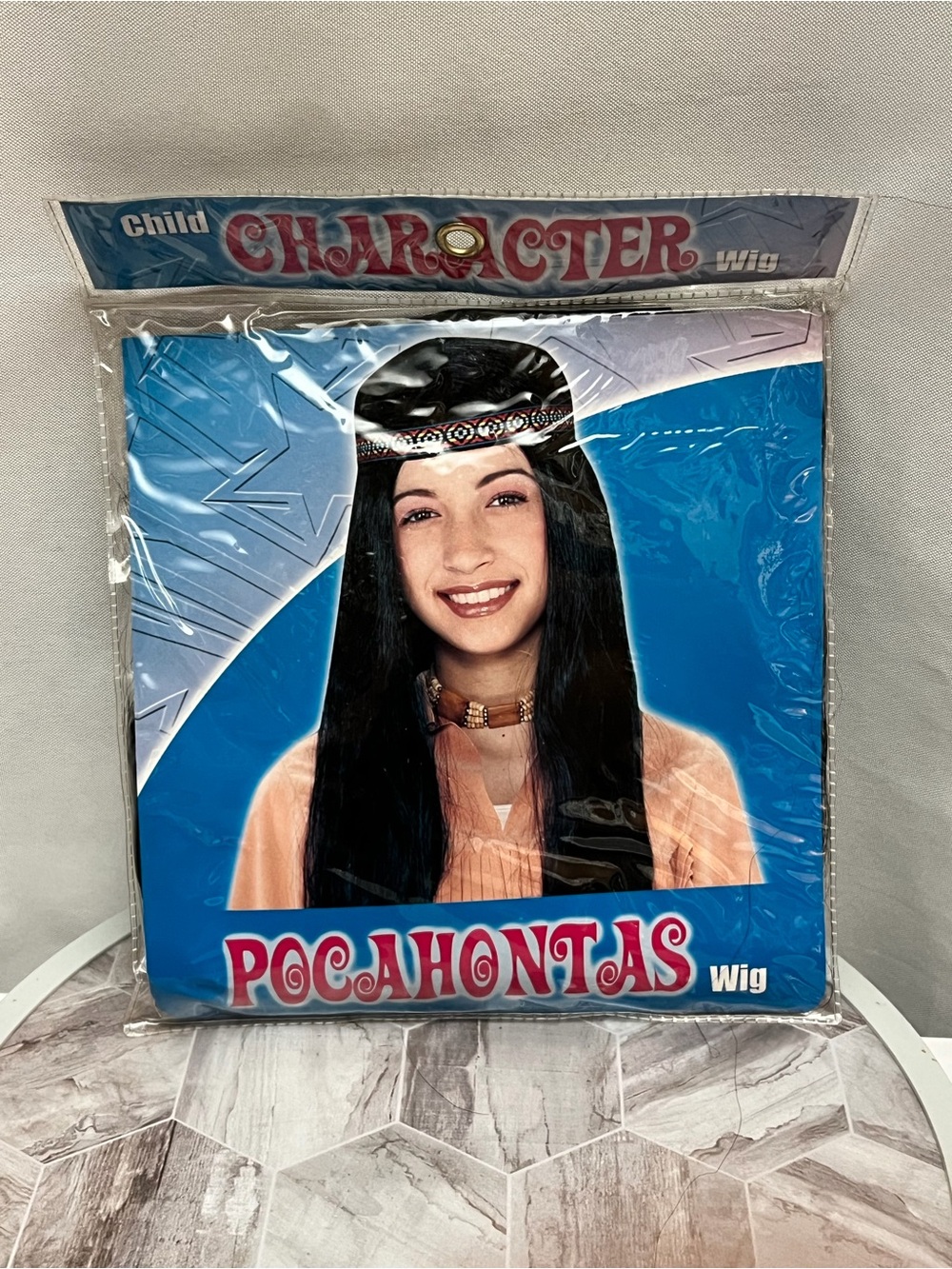Child Pocahontas Costume Wig Black Long Hair Headband Halloween PCW4002